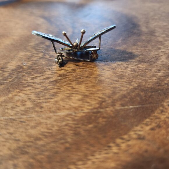 antique silver butterfly brooch,  filligre/ emanel. - Picture 5 of 5